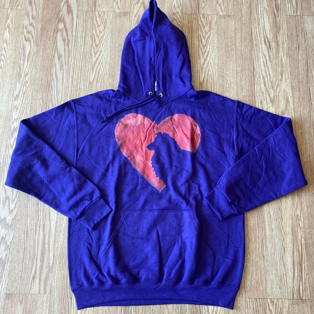 Collie Silhouette Heart Hoodie Purple Large